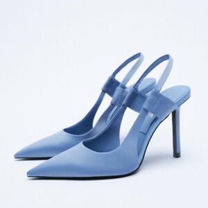 Zara Chic Blue Slingback Heels